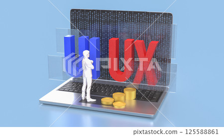 The UI and UX on notebook for website or application concept 3d rendering. The UI and UX on notebook for website or application concept 3d rendering. 125588861