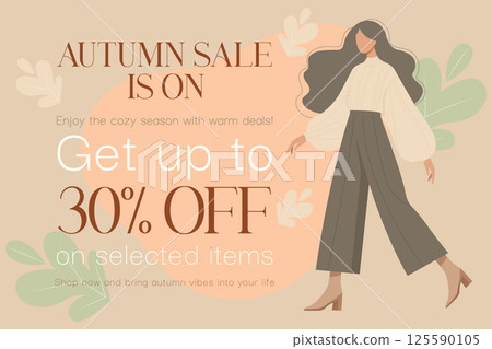 Autumn sale poster design in pastel colors flat vector illustration. Autumn sale poster design in pastel colors flat vector illustration. 125590105