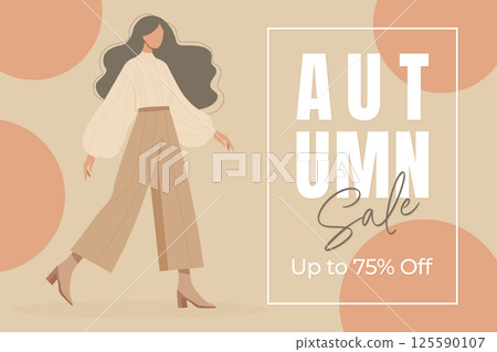 Autumn sale poster in pastel colors flat vector illustration. Autumn sale poster in pastel colors flat vector illustration. 125590107