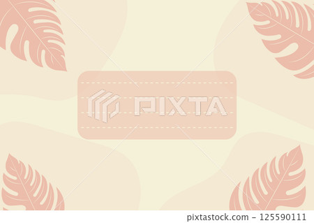 Tropical leaves frame with pastel colors and copy space for text flat vector illustration. Tropical leaves frame with pastel colors and copy space for text flat vector illustration. 125590111