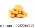 Golden Fried Chicken Nuggets on White 125590315