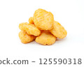 Golden Fried Chicken Nuggets on White 125590318