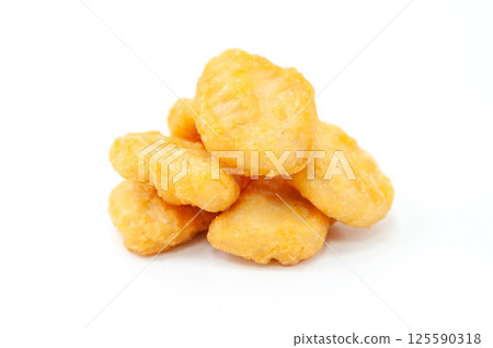 Golden Fried Chicken Nuggets on White 125590318