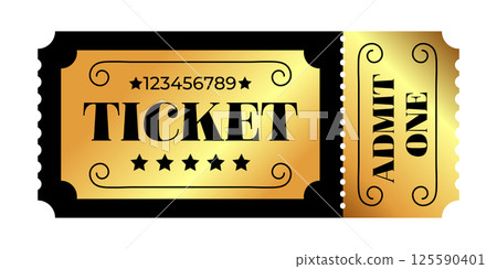 Design of Golden ticket template. Design of Golden ticket template. 125590401
