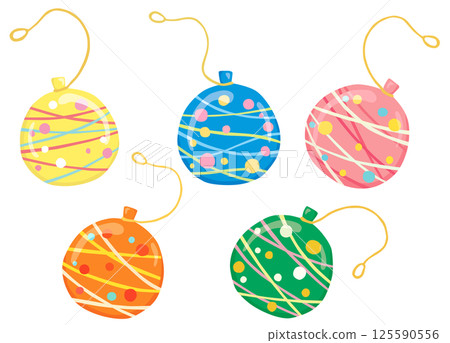 Colorful water yo-yo illustration set vector material 125590556
