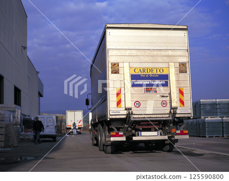 Shipping trucks from a winery in central Italy, famous for its white wines Shipping trucks from a winery in central Italy, famous for its white wines 125590800