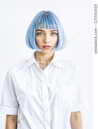 淺藍色頭髮的年輕女子(白種人)的圖像 淺藍色頭髮的年輕女子(白種人)的圖像 125591010