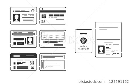 Identification card vector icon set (My Number card, driver's license, insurance card, passport) 125591162