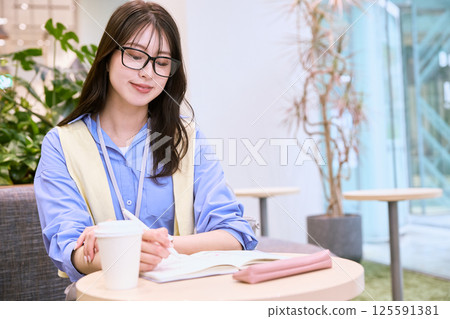 A woman who works in a shared office A woman who works in a shared office 125591381