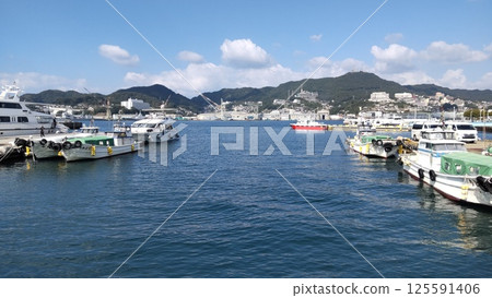 The pier leading to Gunkanjima in Nagasaki 125591406