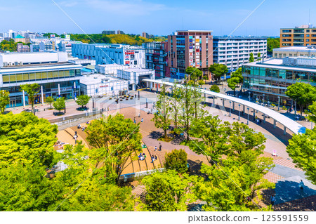 Yokohama cityscape in Japan, overlooking the subway "Center Minami Station" 125591559