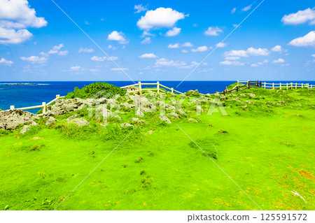 宮古島著名旅遊景點－東平安名崎的蔚藍大海、海嘯石、海嘯岩、珊瑚礁，盡情享受熱帶度假時光（沖繩縣宮古島市） 125591572
