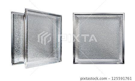 Transparent glass block for interior design. Aesthetic and modern shape of textured. Building assortment for home, bathroom and office. 3D render Transparent glass block for interior design. Aesthetic and modern shape of textured. Building assortment for home, bathroom and office. 3D render 125591761