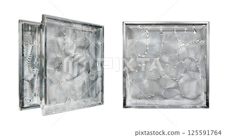 Transparent glass block for interior design. Aesthetic and modern shape of textured. Building assortment for home, bathroom and office. 3D render Transparent glass block for interior design. Aesthetic and modern shape of textured. Building assortment for home, bathroom and office. 3D render 125591764