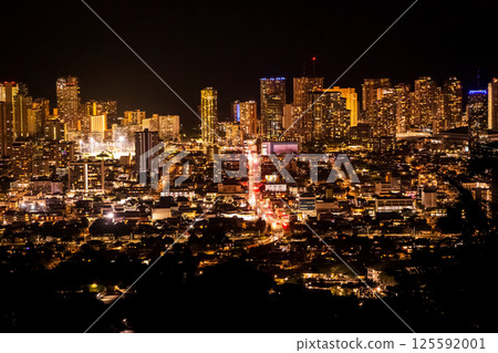 Night view of Honolulu from Tantalus Hill, Hawaii Night view of Honolulu from Tantalus Hill, Hawaii 125592001