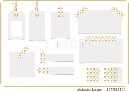 彩色圓點圖案遮蔽膠帶和便箋材質套組（用於計劃表、標籤和便利貼） 125592111