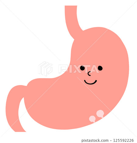 Illustration of a stomach with asymptomatic benign polyps 125592226