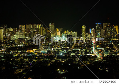 Night view of Honolulu from Tantalus Hill, Hawaii 125592400
