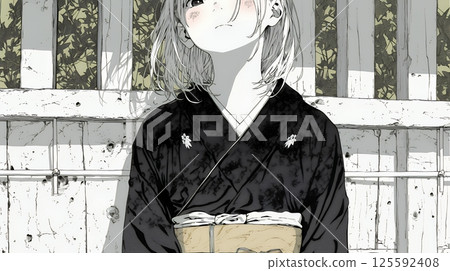 一名女子在葬禮上佩戴黑色徽章 一名女子在葬禮上佩戴黑色徽章 125592408