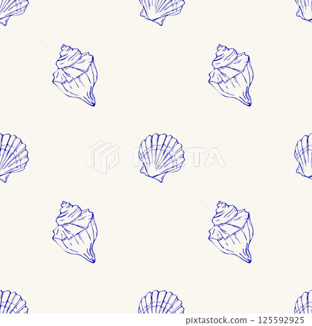 Seamless vector pattern with seashell Seamless vector pattern with seashell 125592925
