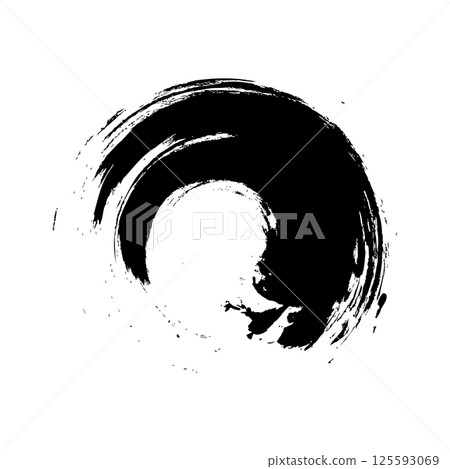 Grunge circle brush stroke. Black round frame. Element for design. Vector illustration isolated on white background. EPS 10 125593069