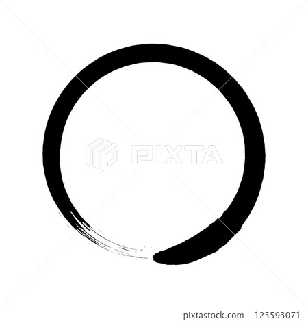 Grunge circle brush stroke. Black round frame. Element for design. Vector illustration isolated on white background. EPS 10 125593071