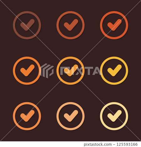 Check mark icon set flat vector illustration isolated 125593166