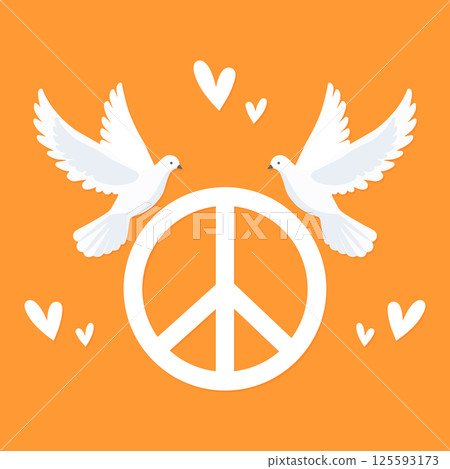 Doves and Peace Flat Vector Illustration 125593173