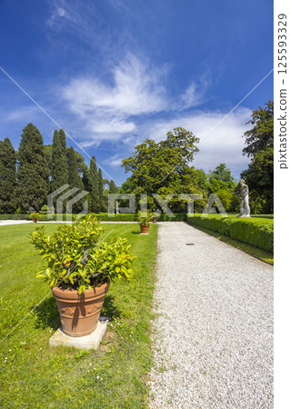 Exploring the magnificent gardens of Villa Emo, a Palladian villa in Vedelago, Veneto, Italy Exploring the magnificent gardens of Villa Emo, a Palladian villa in Vedelago, Veneto, Italy 125593329