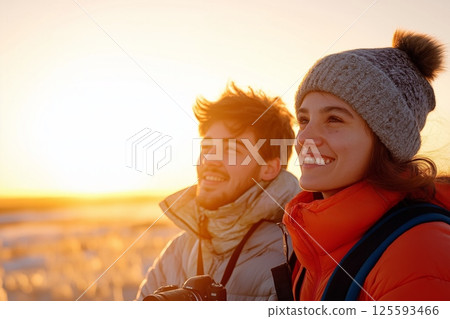 Botanical diagram of a caper plant showcasing its leaves, flowers, and buds for educational use 125593466