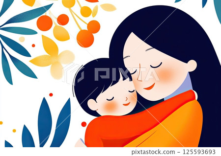 Supportive parent embraces autistic child in warm, loving moment highlighting trust and connection between them 125593693