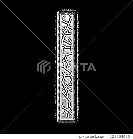 Decorative grunge letter on black background. Decorative grunge letter on black background. 125593900