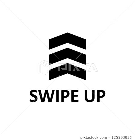 Swipe up icon. Arrow up for social media stories. Black swipe up icon. Scroll pictogram. 125593935