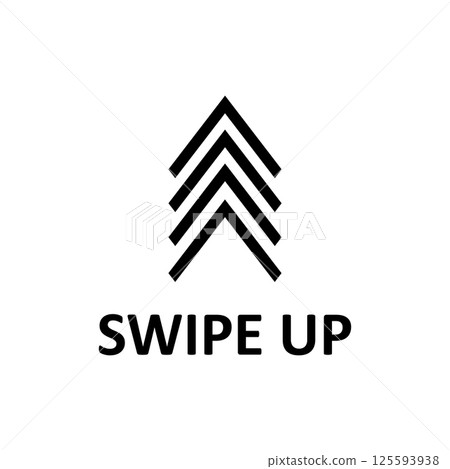 Swipe up icon. Arrow up for social media stories. Black swipe up icon. Scroll pictogram. 125593938