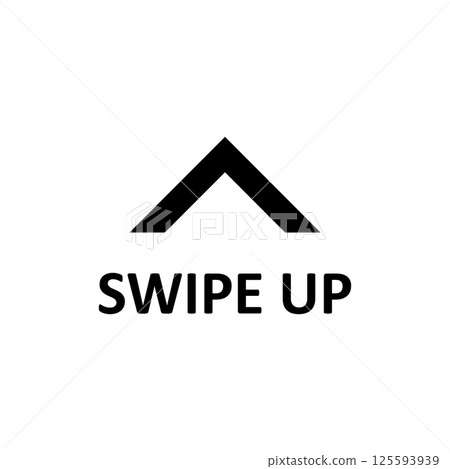 Swipe up icon. Arrow up for social media stories. Black swipe up icon. Scroll pictogram. 125593939