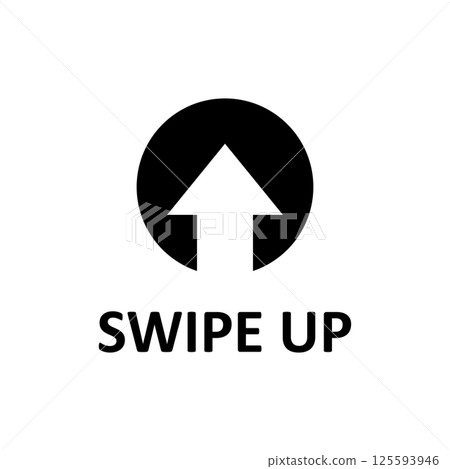 Swipe up icon. Arrow up for social media stories. Black swipe up icon. Scroll pictogram. 125593946