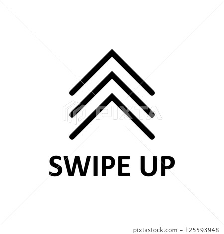 Swipe up icon. Arrow up for social media stories. Black swipe up icon. Scroll pictogram. 125593948