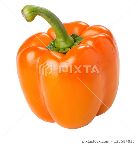 Fresh orange bell pepper isolated on the transparent background 125594035