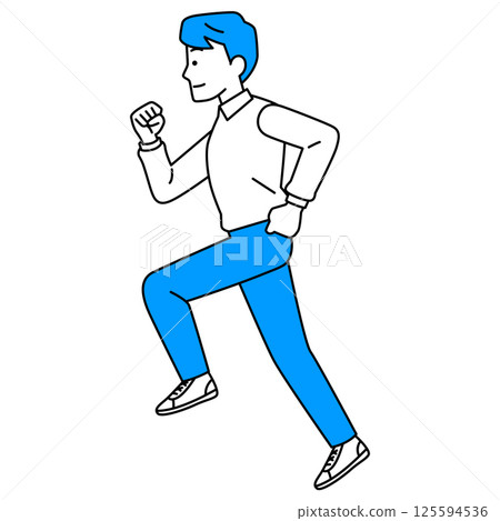 Casual man running (sideways) 125594536