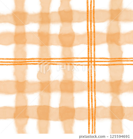 Orange Plaid Gingham Check Hand Drawn Background Pattern Overlay Orange Plaid Gingham Check Hand Drawn Background Pattern Overlay 125594691