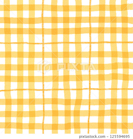 Orange Plaid Gingham Check Hand Drawn Background Pattern Overlay 125594695