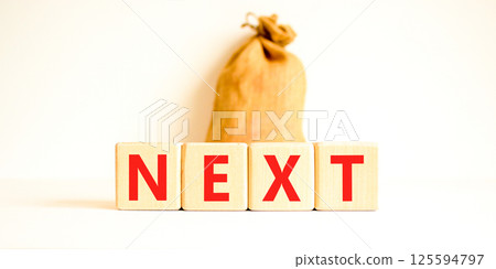Next symbol. Concept word Next on beautiful wooden blocks. Beautiful canvas bag. Beautiful white table white background. Business, lifestyle, support and next concept. Copy space. Next symbol. Concept word Next on beautiful wooden blocks. Beautiful canvas bag. Beautiful white table white background. Business, lifestyle, support and next concept. Copy space. 125594797