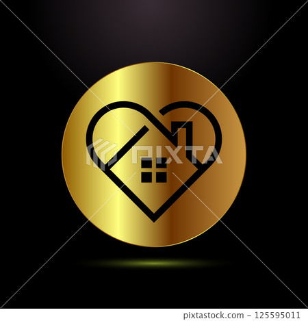Home care icon design illustration, House care logo sign in gold color style Home care icon design illustration, House care logo sign in gold color style 125595011