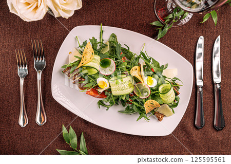 Gourmet warm salad with meat and vegetables Gourmet warm salad with meat and vegetables 125595561