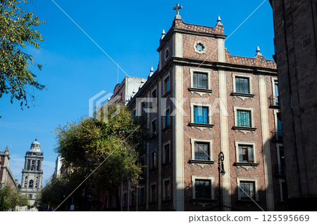 Beautiful antique buildings of the historical downtown of Mexico City. Beautiful antique buildings of the historical downtown of Mexico City. 125595669