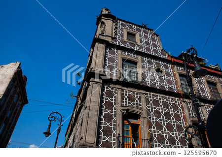 Beautiful antique buildings of the historical downtown of Mexico City. 125595670