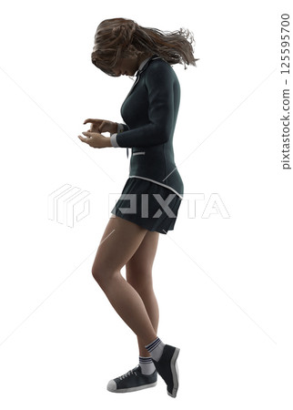 3D Student Girl in Uniform 125595700