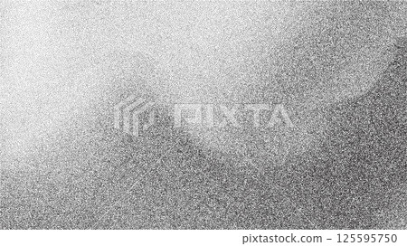Noise gradient grain background with abstract black and white effect. Paint vector brush dots and shapes on grainy sand paper. Wavy spray grunge with dark space circles and vintage splatter fluid. 125595750