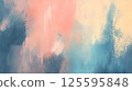 Painting with blue and pink colors. The blue is in the background and the pink is in the foreground 125595848