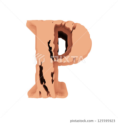 Cracked letter. Decorative pink font. 3D rendered illustration. Cracked letter. Decorative pink font. 3D rendered illustration. 125595923